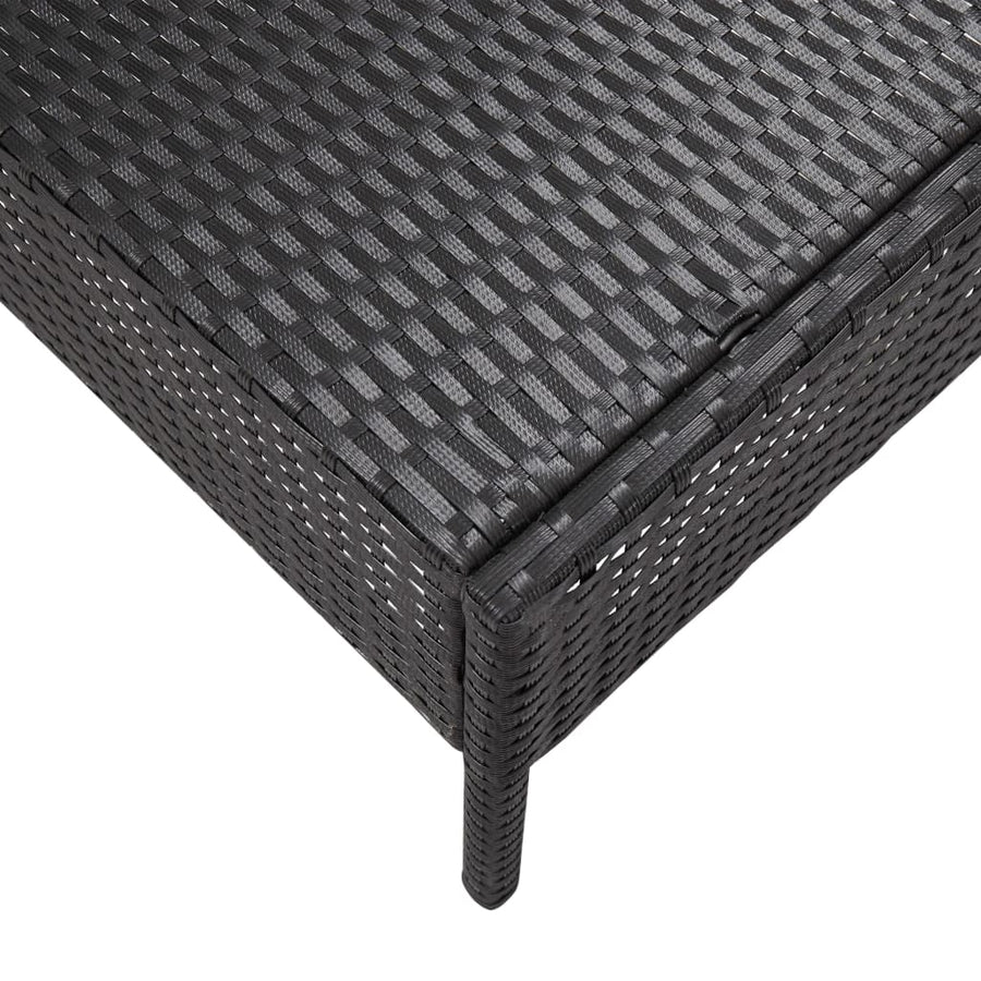5-delige Loungeset met kussens poly rattan zwart