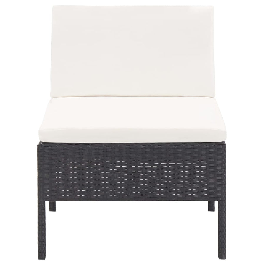 5-delige Loungeset met kussens poly rattan zwart