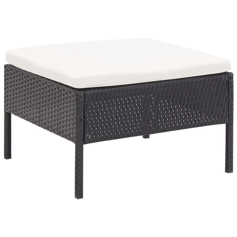 5-delige Loungeset met kussens poly rattan zwart