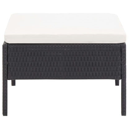 5-delige Loungeset met kussens poly rattan zwart