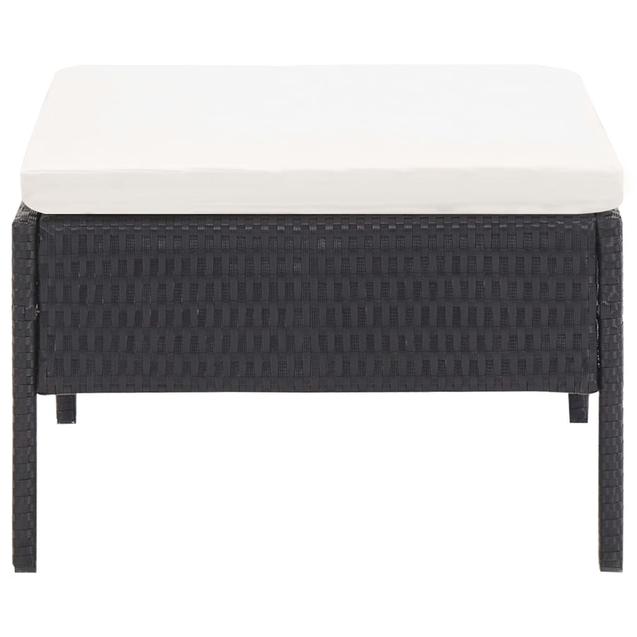 5-delige Loungeset met kussens poly rattan zwart