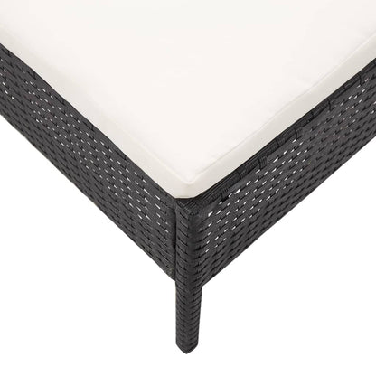 5-delige Loungeset met kussens poly rattan zwart