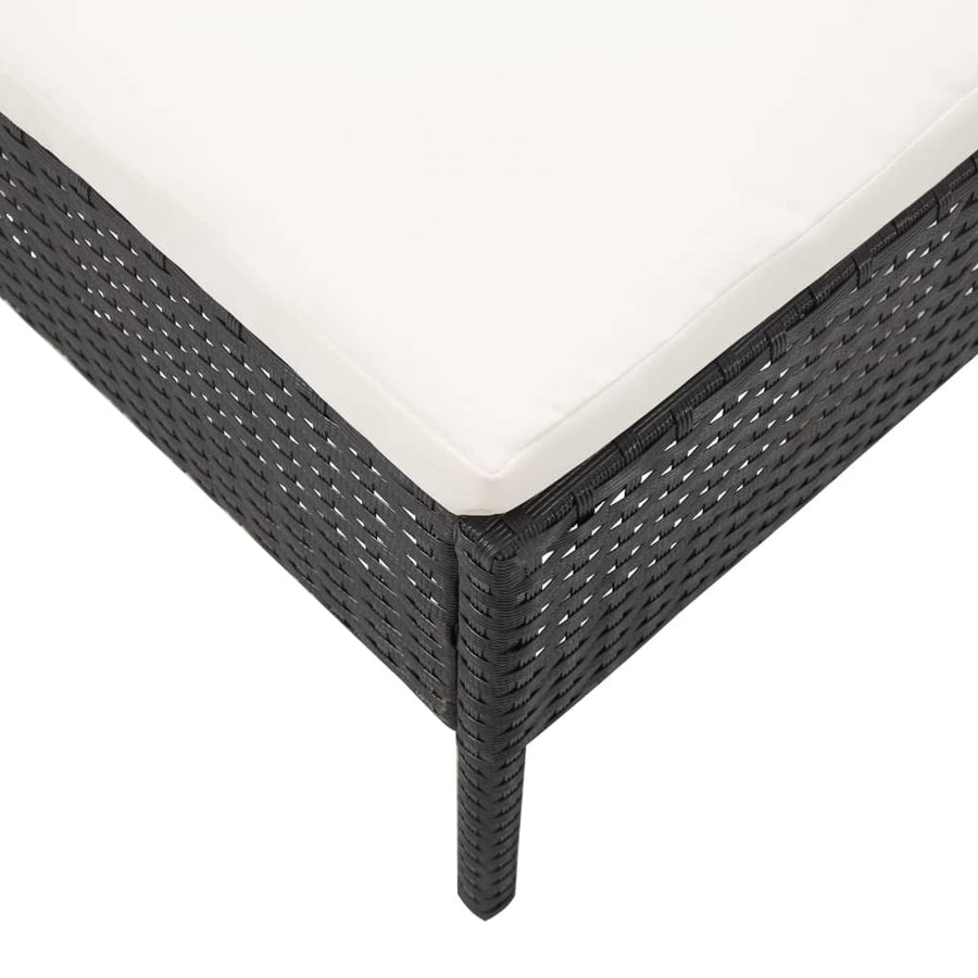 5-delige Loungeset met kussens poly rattan zwart