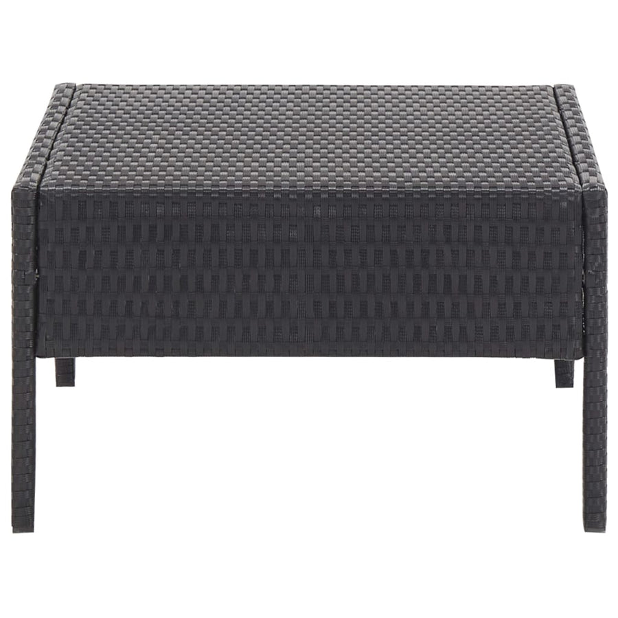 5-delige Loungeset met kussens poly rattan zwart