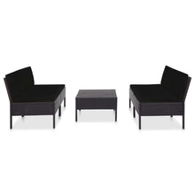 -Delige Loungeset Met Kussens Poly Rattan Zwart