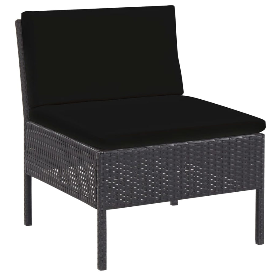 -Delige Loungeset Met Kussens Poly Rattan Zwart
