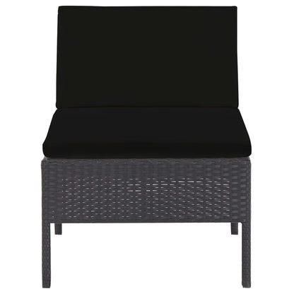 -Delige Loungeset Met Kussens Poly Rattan Zwart