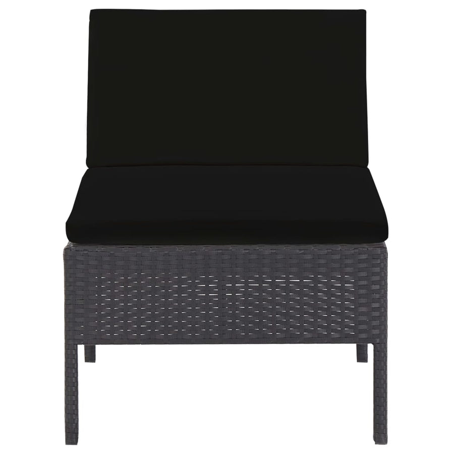 -Delige Loungeset Met Kussens Poly Rattan Zwart