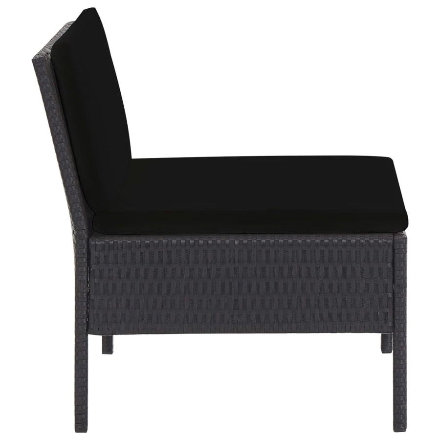 -Delige Loungeset Met Kussens Poly Rattan Zwart