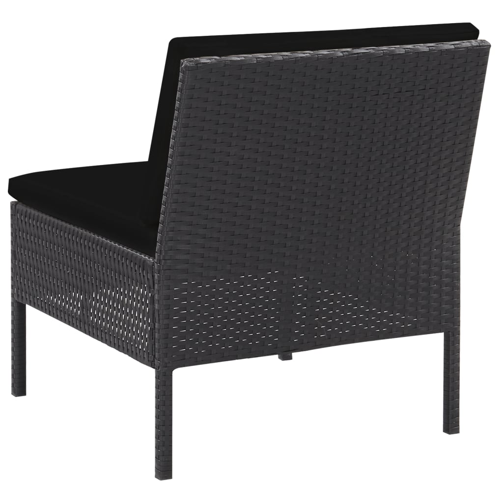 -Delige Loungeset Met Kussens Poly Rattan Zwart