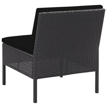 -Delige Loungeset Met Kussens Poly Rattan Zwart