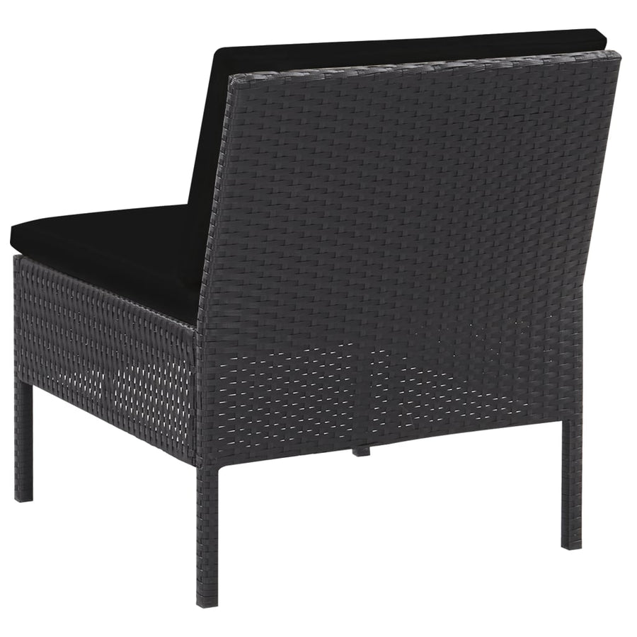 -Delige Loungeset Met Kussens Poly Rattan Zwart