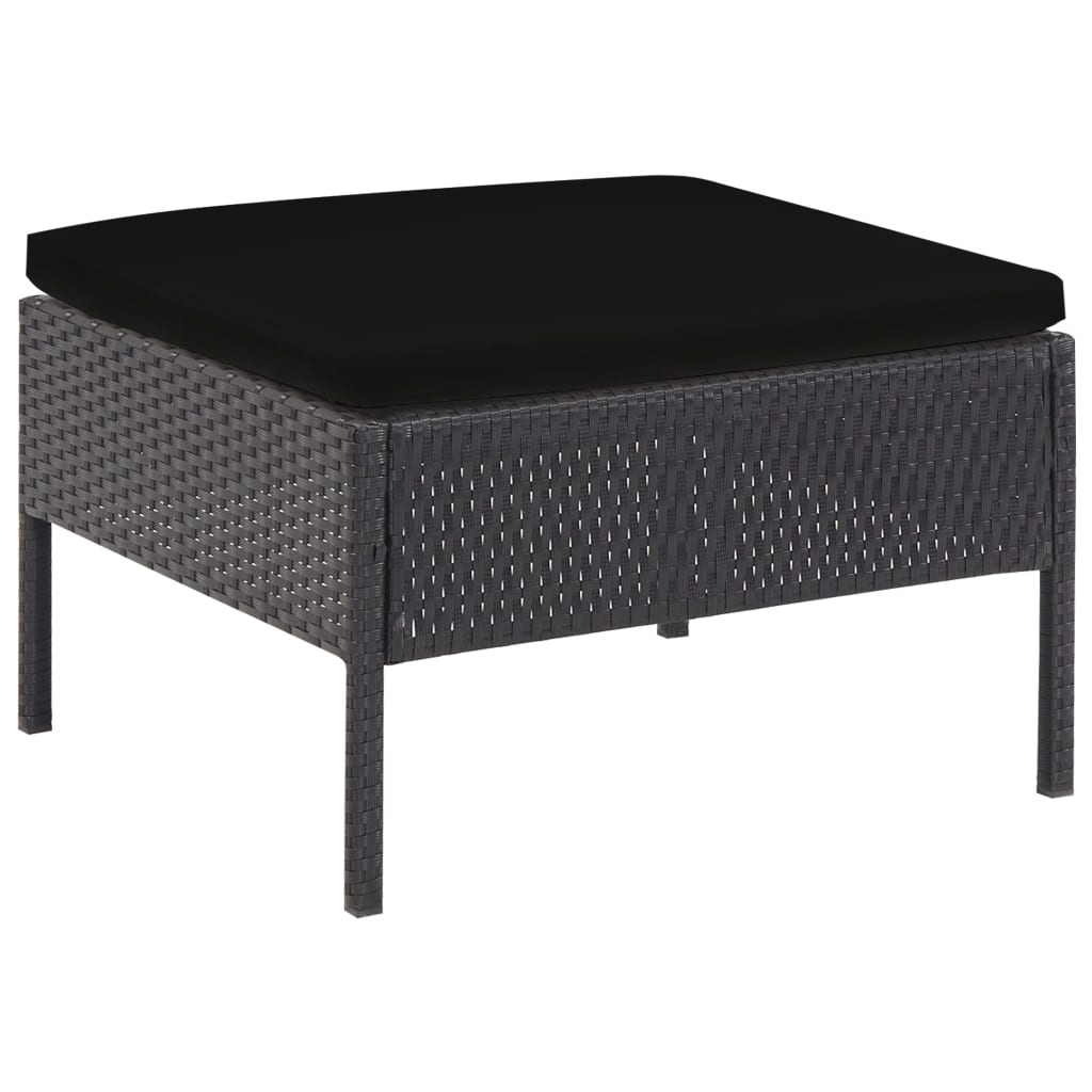 -Delige Loungeset Met Kussens Poly Rattan Zwart