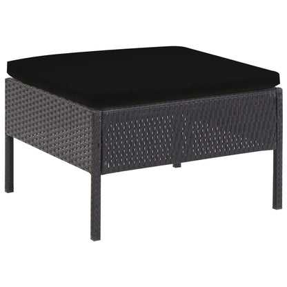 -Delige Loungeset Met Kussens Poly Rattan Zwart