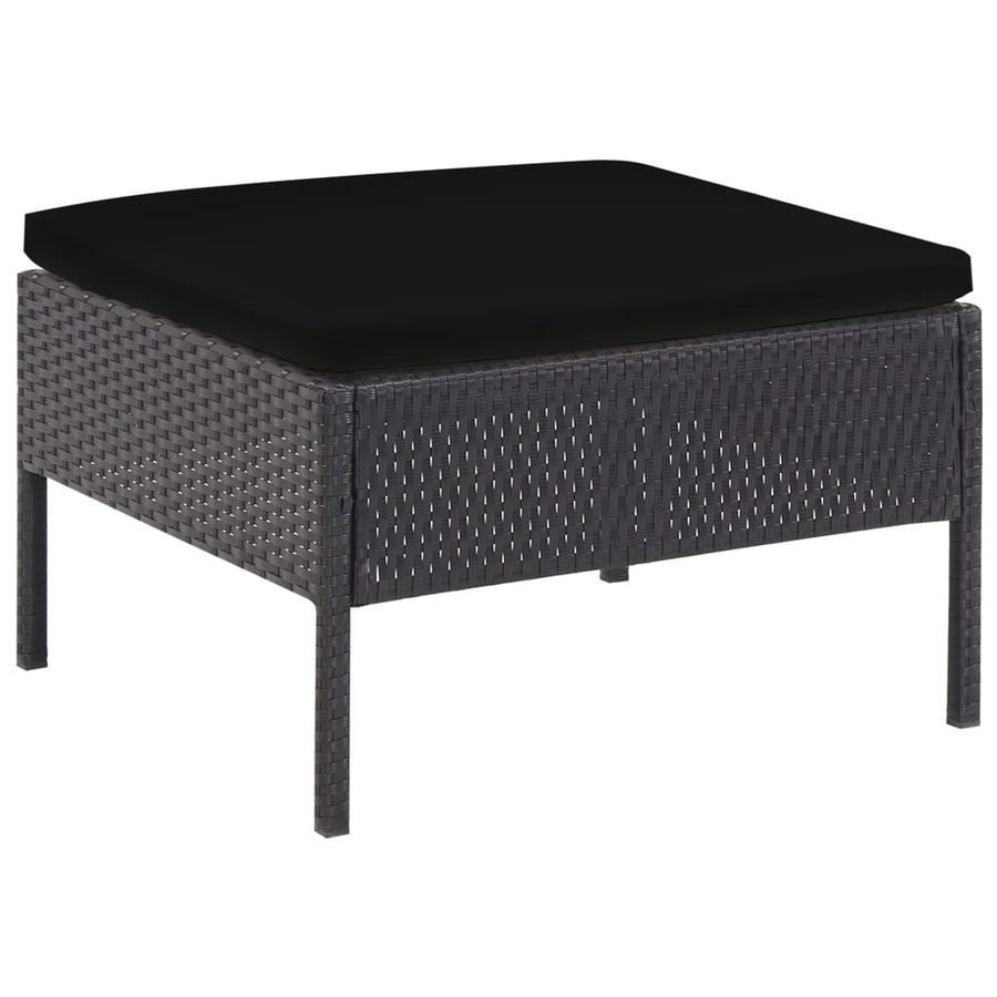 -Delige Loungeset Met Kussens Poly Rattan Zwart
