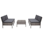 -Delige Loungeset Met Kussens Poly Rattan Grijs