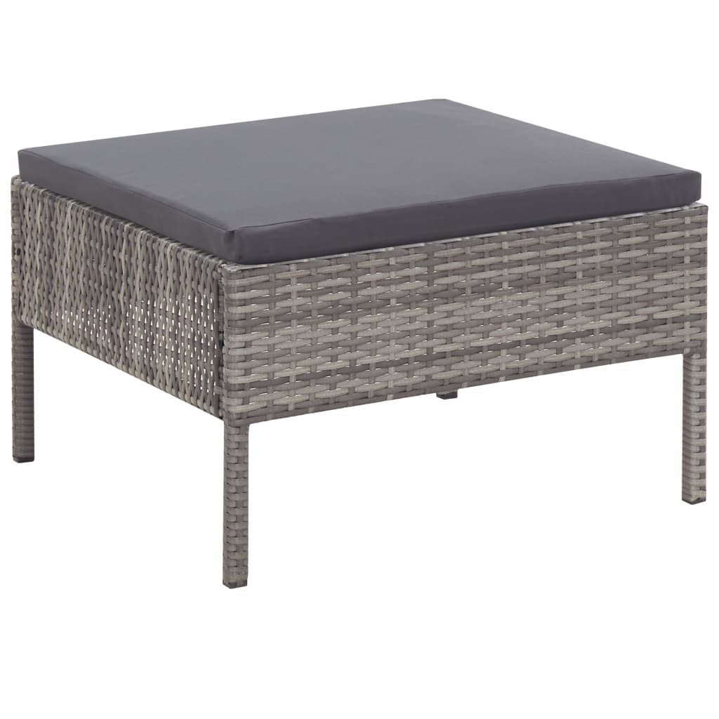 Loungeset Met Kussens Poly Rattan Grijs