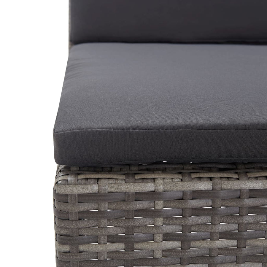 Loungeset Met Kussens Poly Rattan Grijs