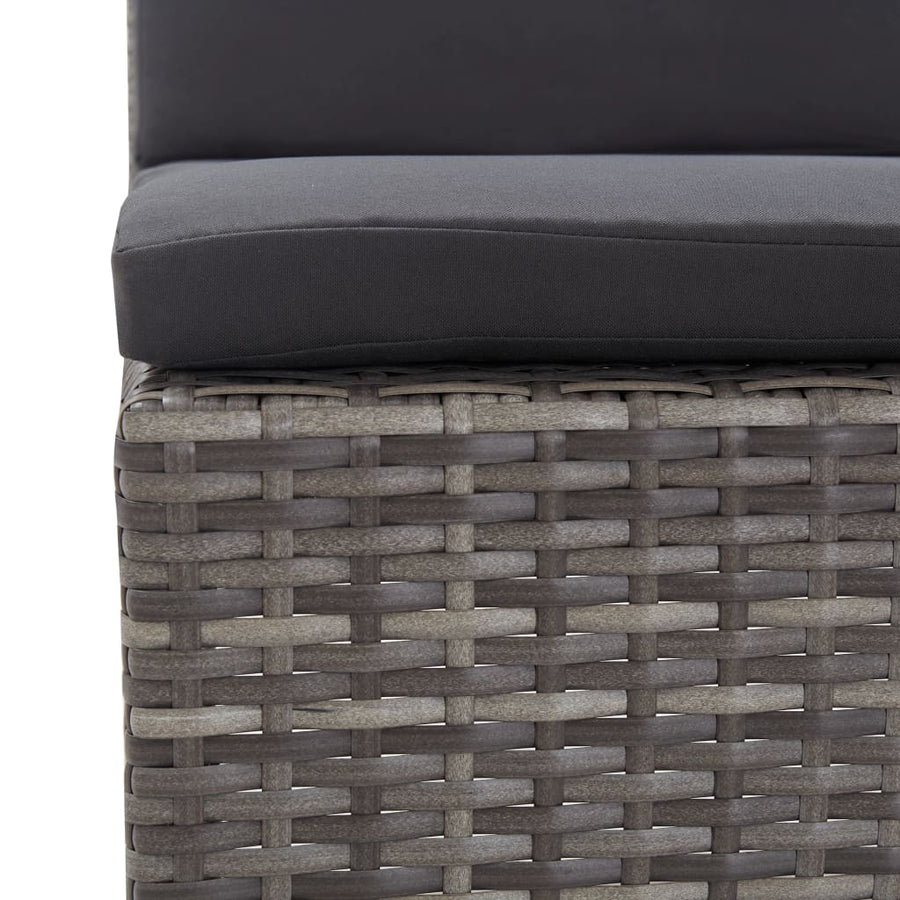 Loungeset Met Kussens Poly Rattan Grijs
