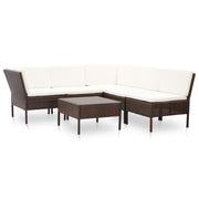 Loungeset poly rattan bruin met kussens