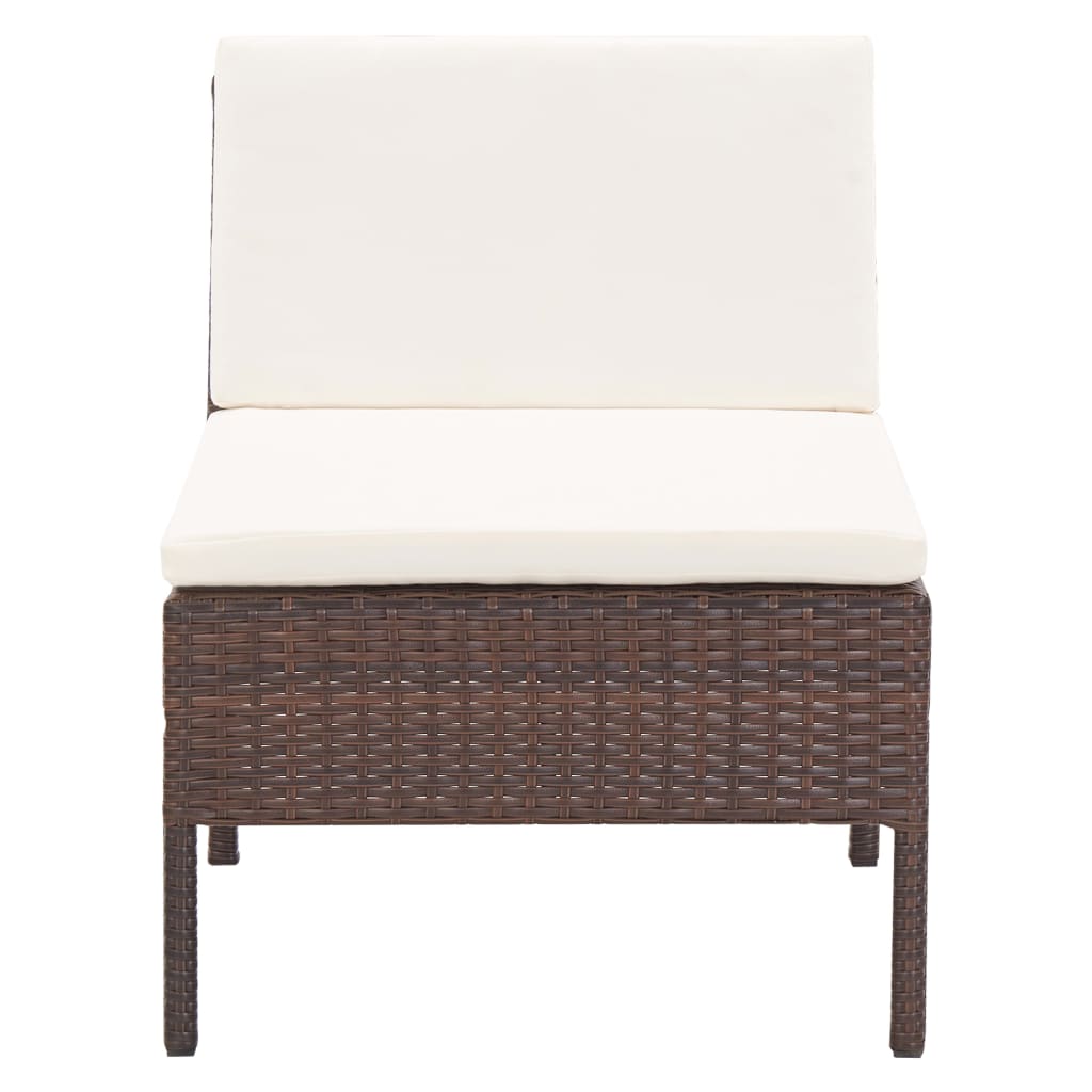 Loungeset Met Kussens Poly Rattan Bruin