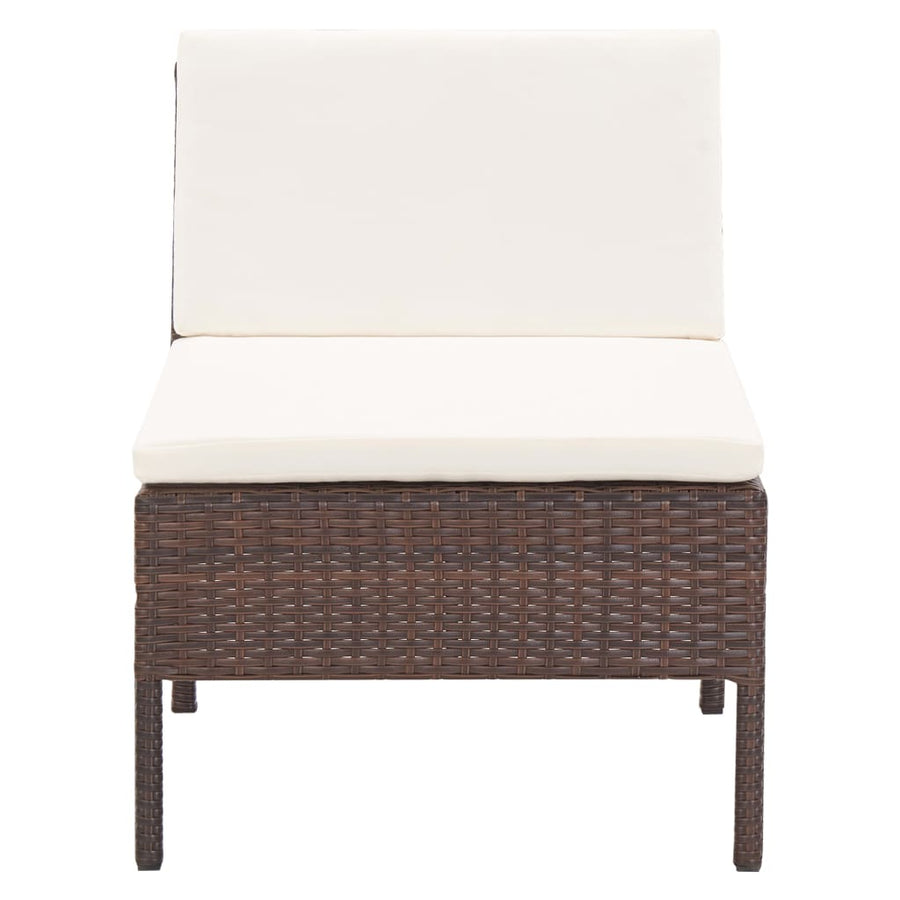 Loungeset Met Kussens Poly Rattan Bruin