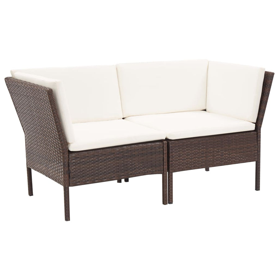 Loungeset Met Kussens Poly Rattan Bruin