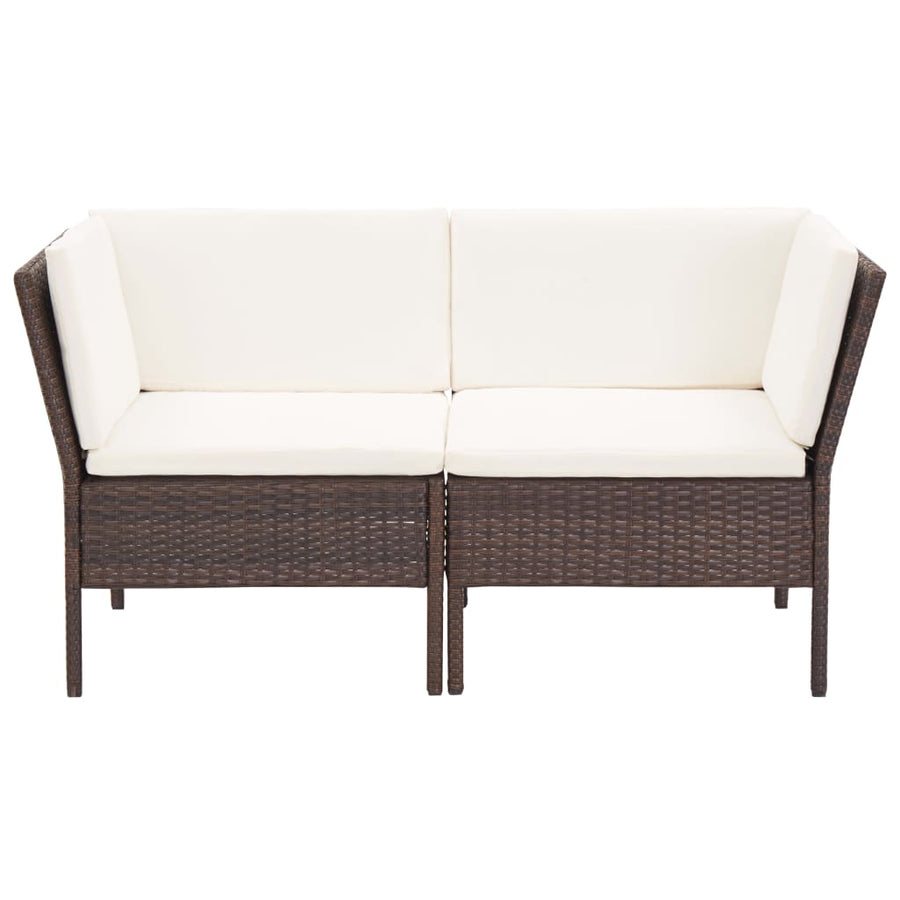 Loungeset Met Kussens Poly Rattan Bruin