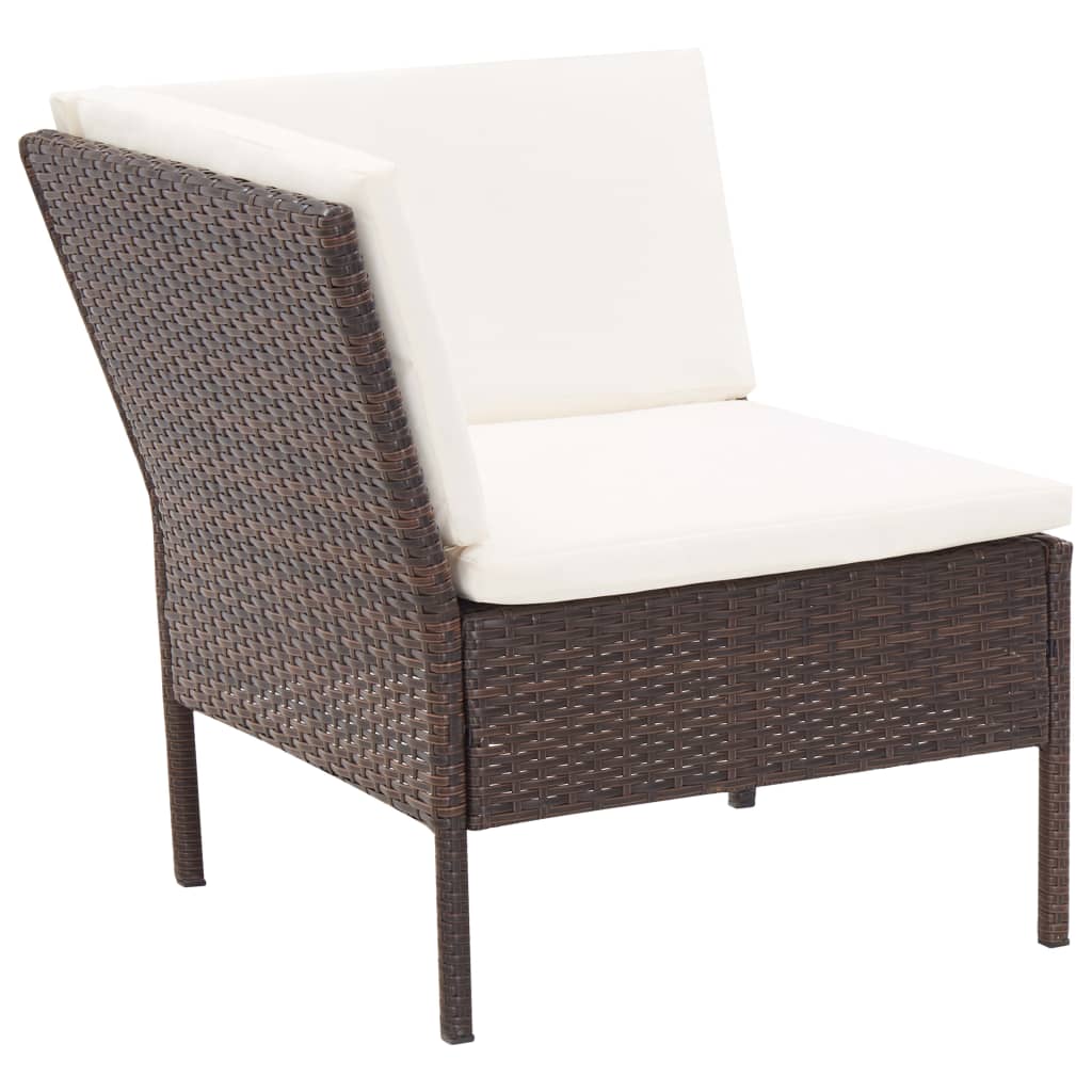 Loungeset Met Kussens Poly Rattan Bruin