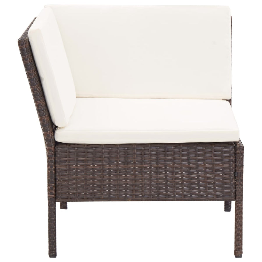 Loungeset Met Kussens Poly Rattan Bruin
