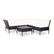 Loungeset 6-delig poly rattan zwart