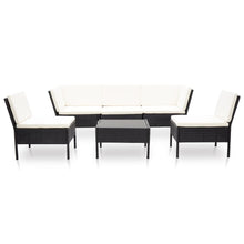 -Delige Loungeset Met Kussens Poly Rattan Zwart en wit
