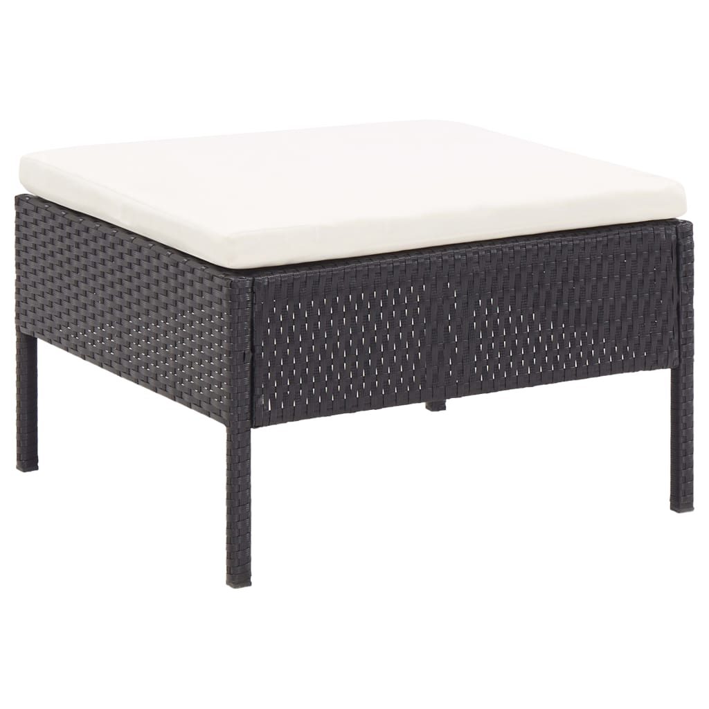 -Delige Loungeset Met Kussens Poly Rattan Zwart en wit
