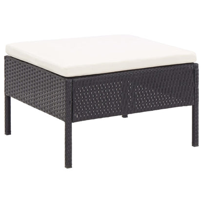 -Delige Loungeset Met Kussens Poly Rattan Zwart en wit