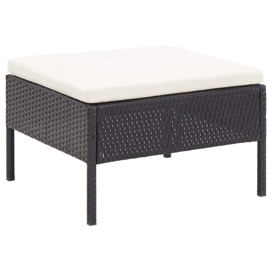 -Delige Loungeset Met Kussens Poly Rattan Zwart en wit