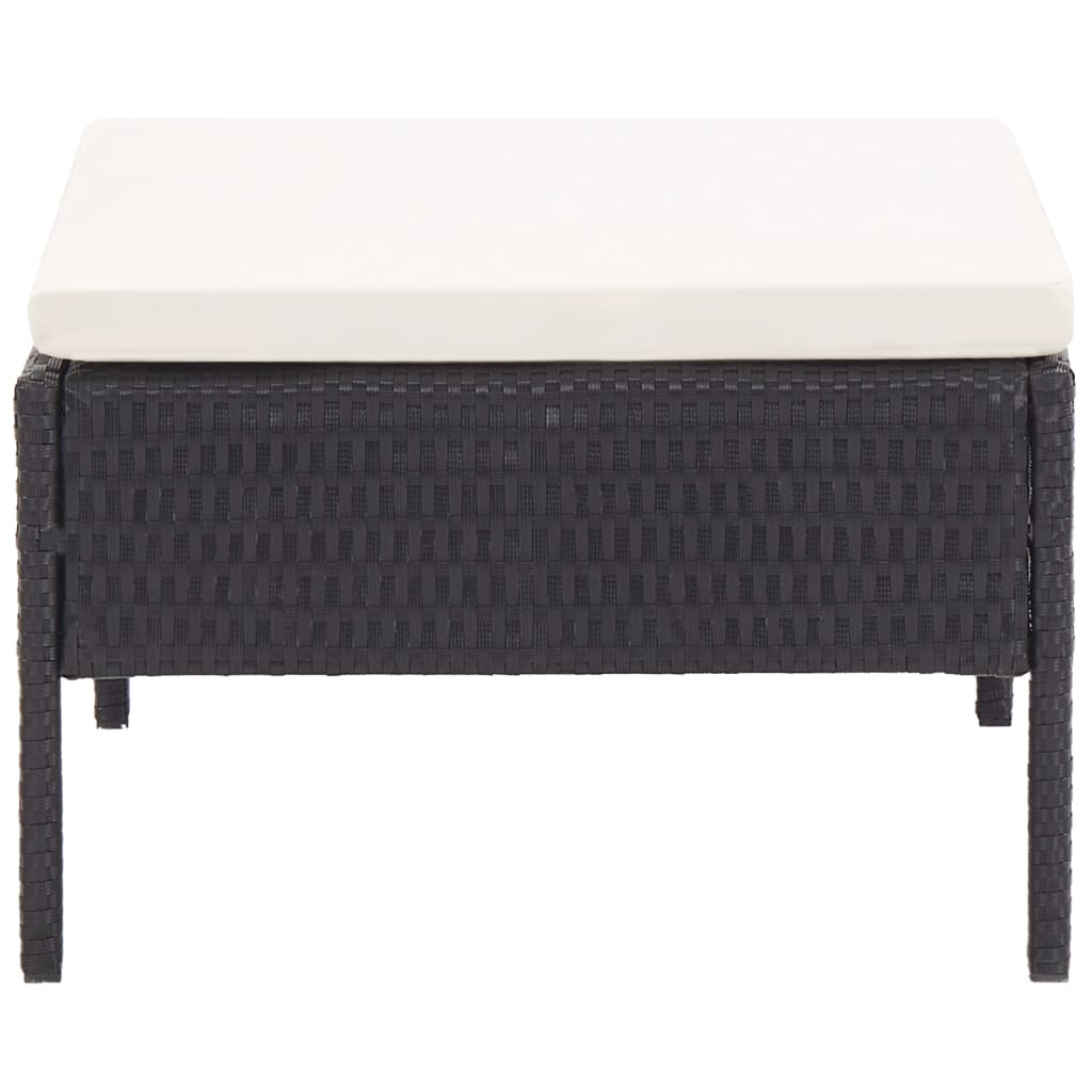 -Delige Loungeset Met Kussens Poly Rattan Zwart en wit