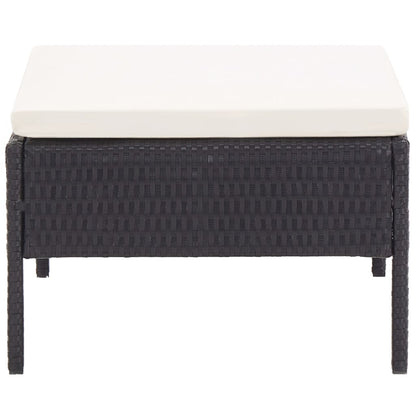 -Delige Loungeset Met Kussens Poly Rattan Zwart en wit