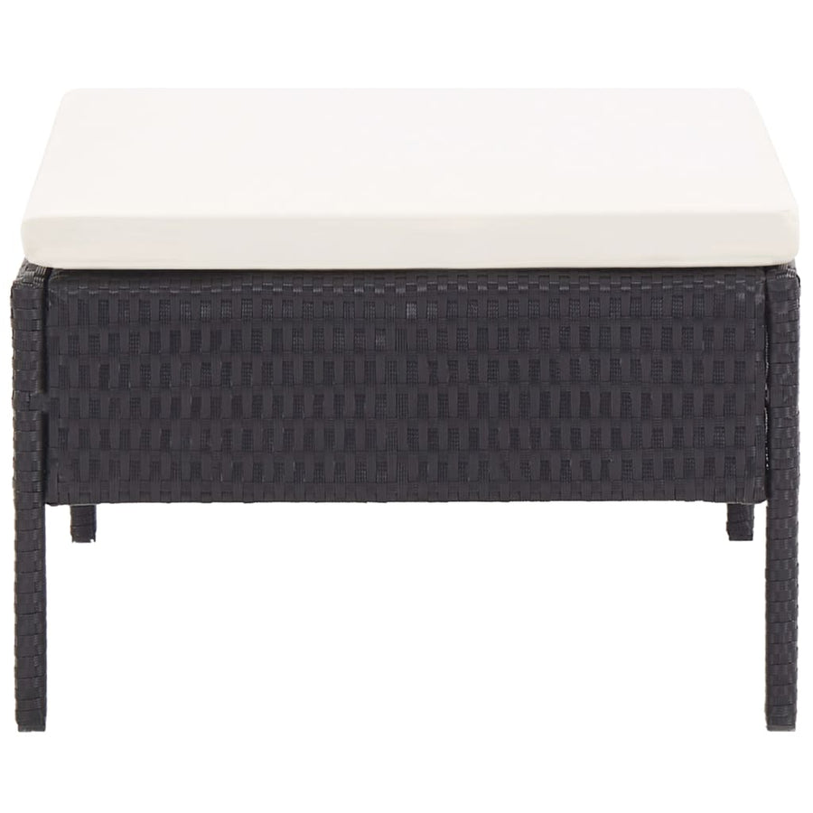 -Delige Loungeset Met Kussens Poly Rattan Zwart en wit