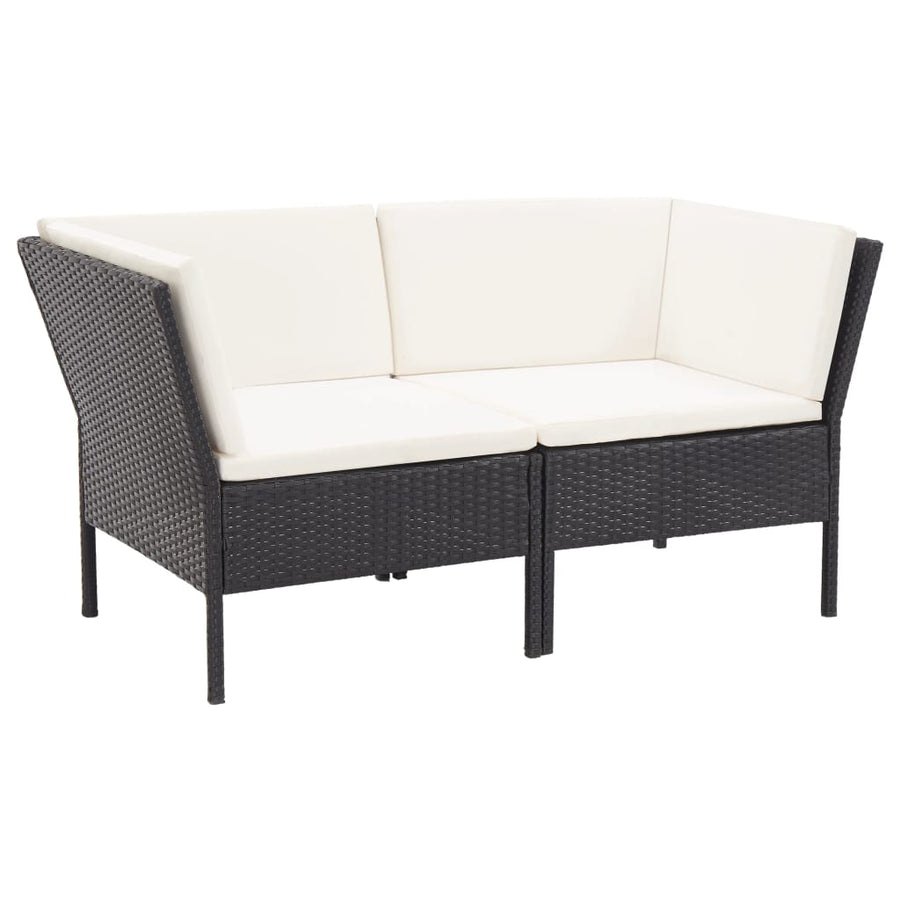 -Delige Loungeset Met Kussens Poly Rattan Zwart en wit
