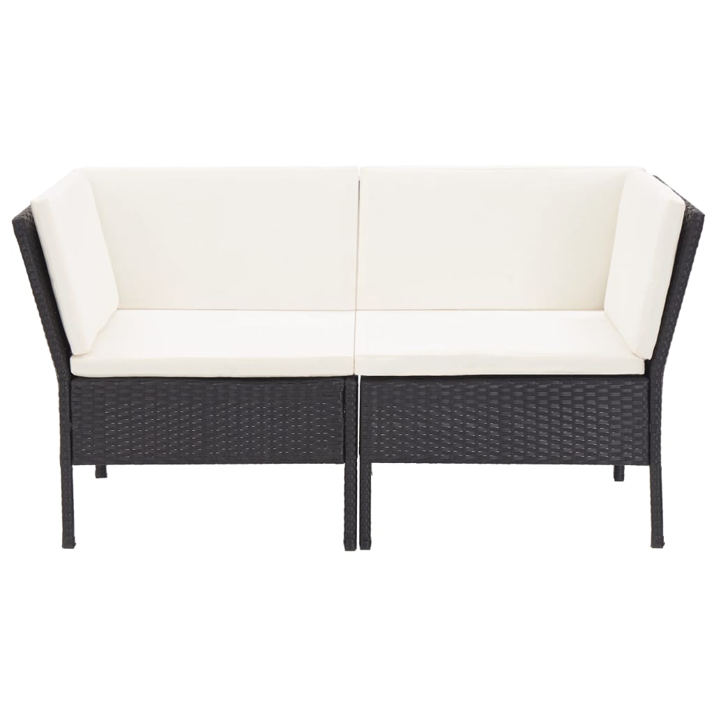 -Delige Loungeset Met Kussens Poly Rattan Zwart en wit