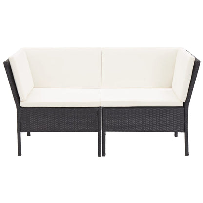 -Delige Loungeset Met Kussens Poly Rattan Zwart en wit