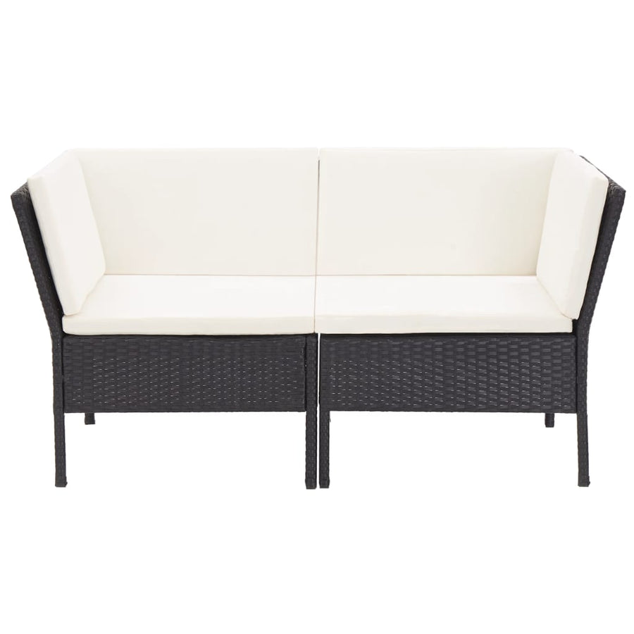 -Delige Loungeset Met Kussens Poly Rattan Zwart en wit