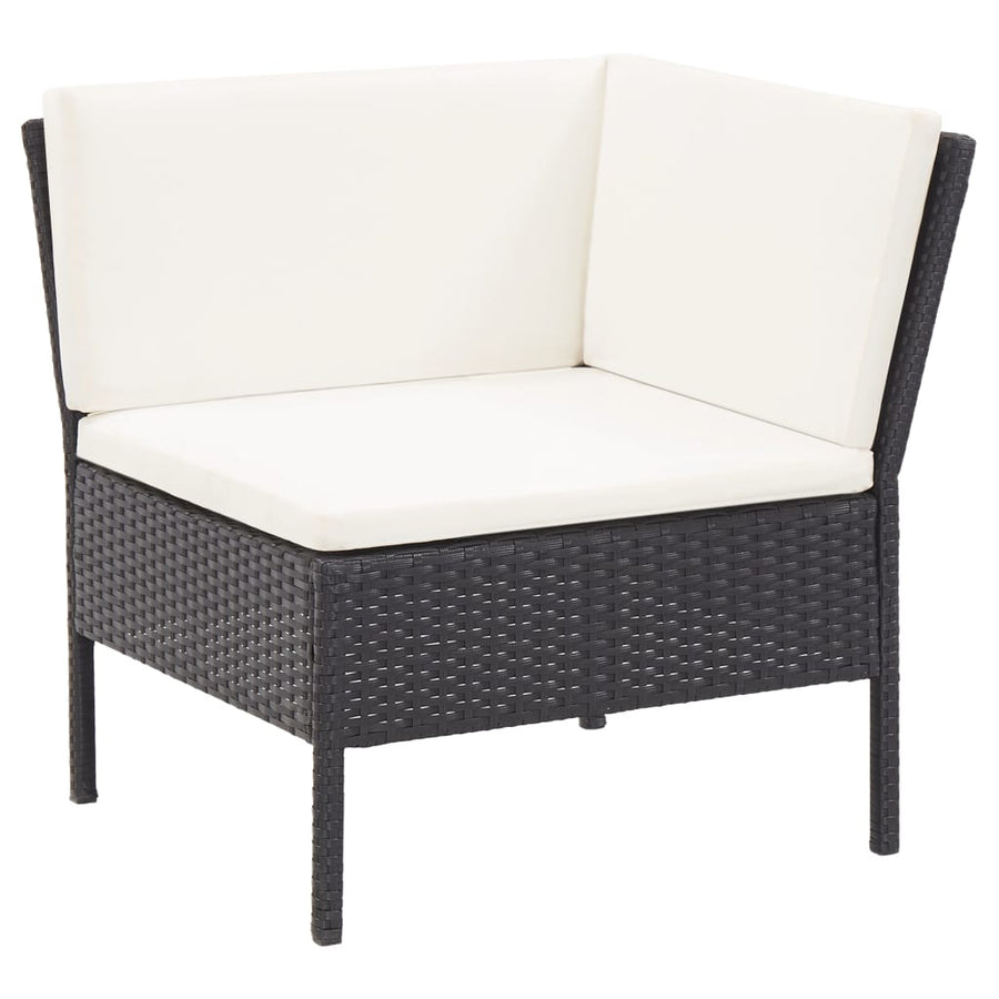 -Delige Loungeset Met Kussens Poly Rattan Zwart en wit