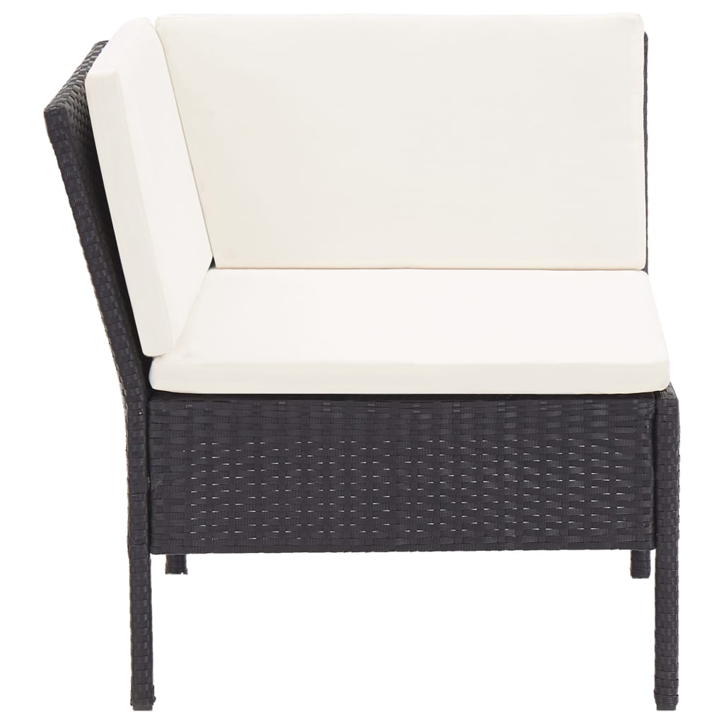 -Delige Loungeset Met Kussens Poly Rattan Zwart en wit