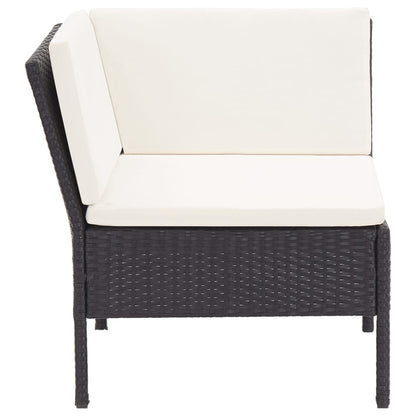 -Delige Loungeset Met Kussens Poly Rattan Zwart en wit