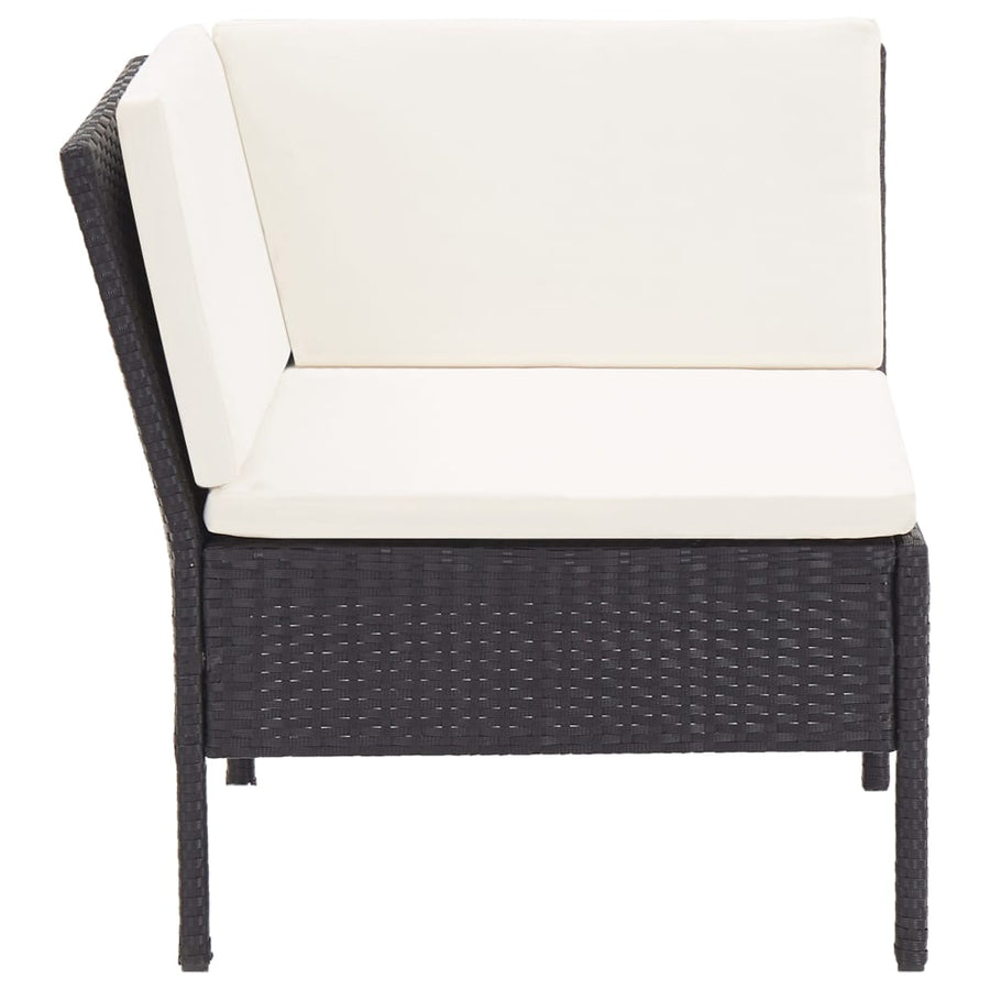 -Delige Loungeset Met Kussens Poly Rattan Zwart en wit