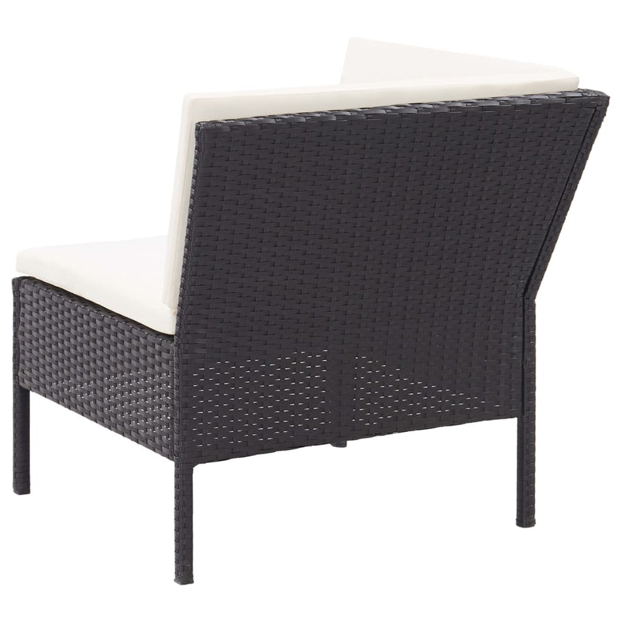 -Delige Loungeset Met Kussens Poly Rattan Zwart en wit