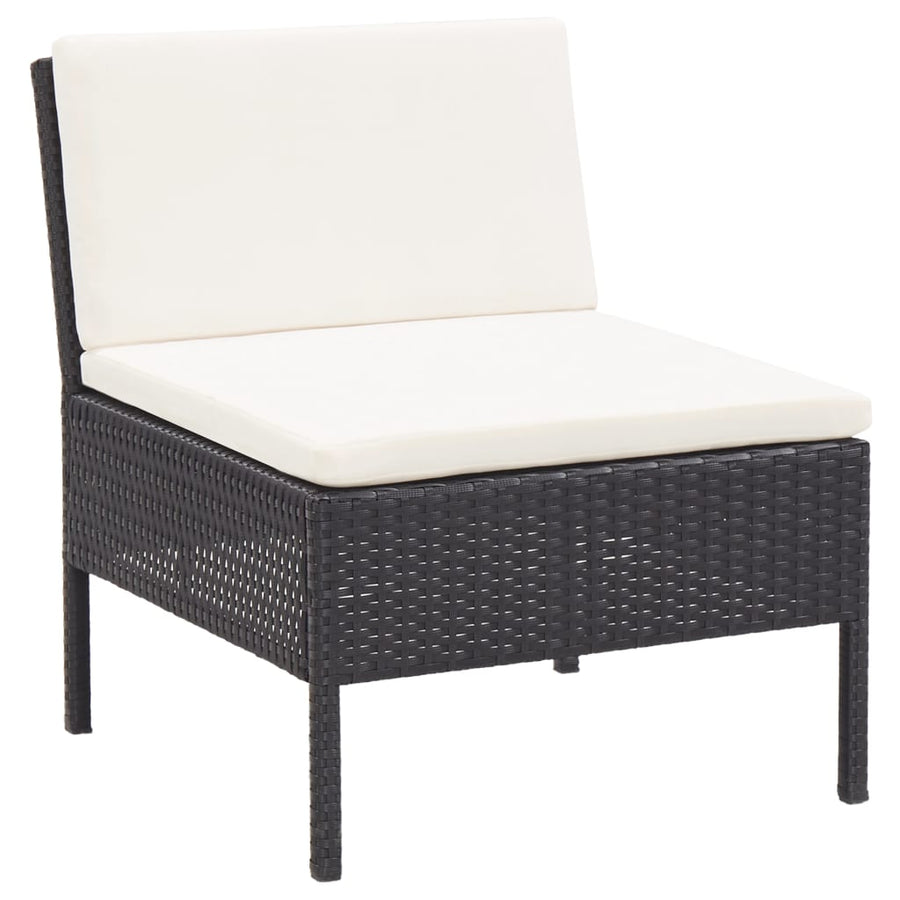 -Delige Loungeset Met Kussens Poly Rattan Zwart en wit
