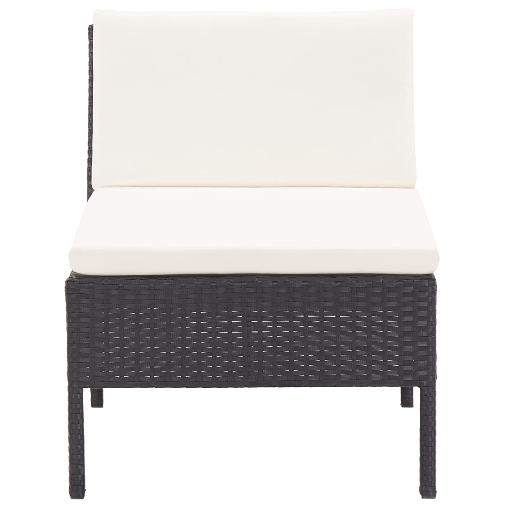 -Delige Loungeset Met Kussens Poly Rattan Zwart en wit