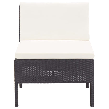 -Delige Loungeset Met Kussens Poly Rattan Zwart en wit